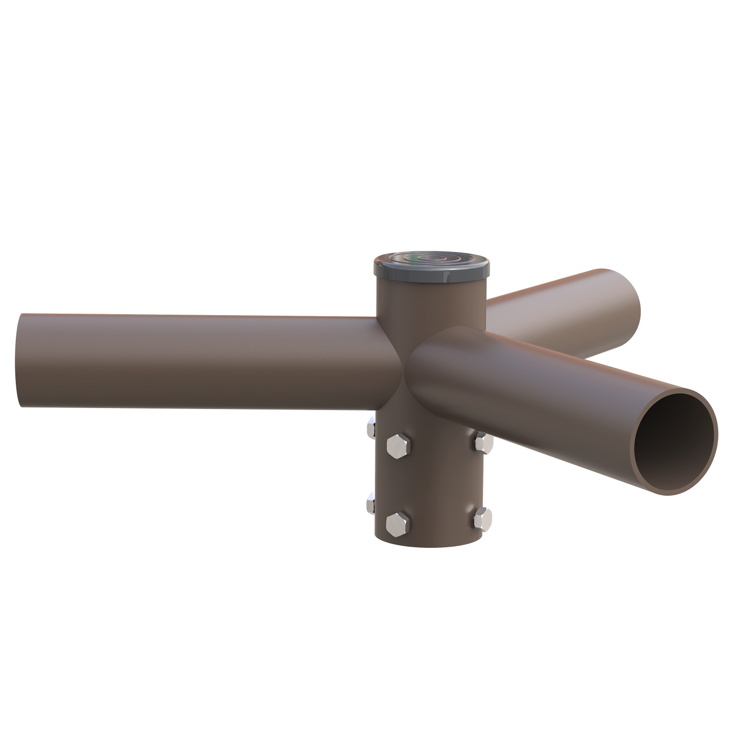 Triple Spoke Bracket 120° Arms, with 2 3/8'' Horizontal Tenon, Fit for 2.36'' round pole, Dark Bronze Color