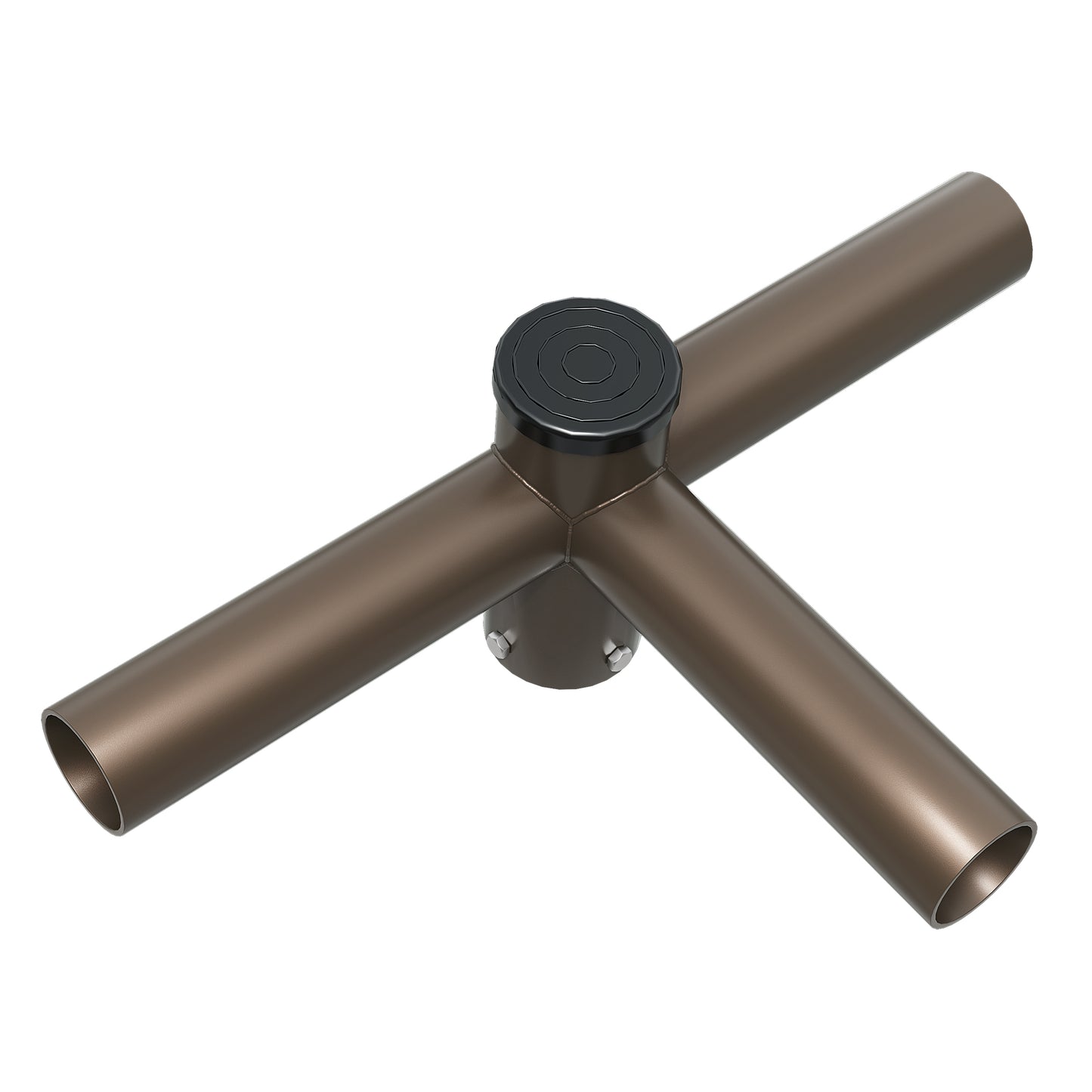 Triple Spoke Bracket 90° Arms, with 2 3/8'' Horizontal Tenon, Fit for 2.36'' round pole, Dark Brone Color