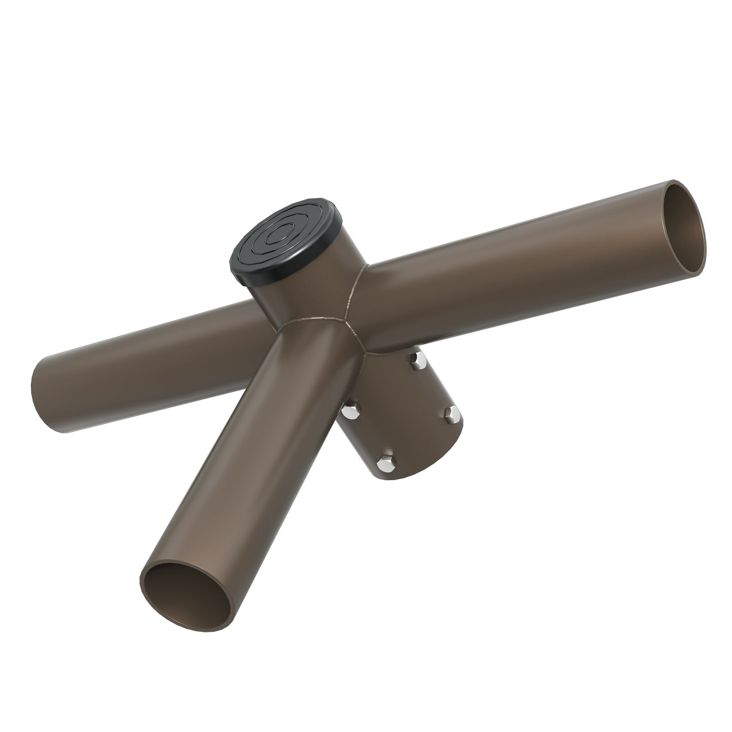 Triple Spoke Bracket 90° Arms, with 2 3/8'' Horizontal Tenon, Fit for 2.36'' round pole, Dark Brone Color