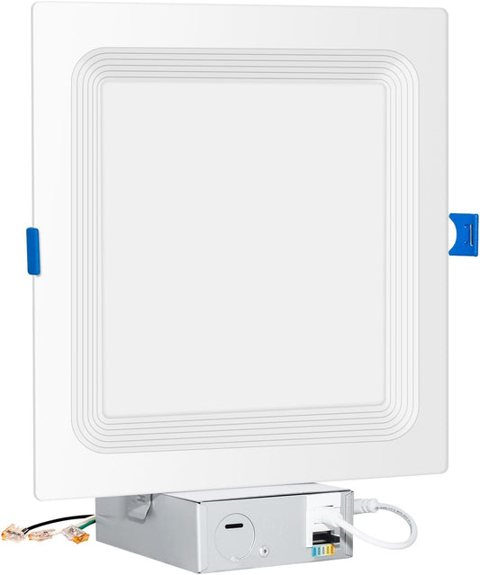 8-Inch 5CCT Square Ultra-Slim LED Downlight, 18W, 1500LM, Dimmable, Baffle Trim, ETL/Energy Star/T24 - Lumens Depot