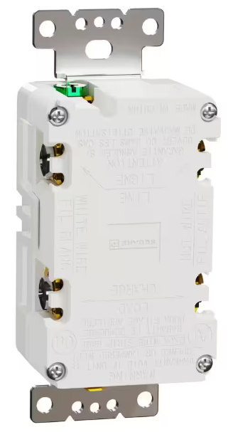 20-Amp 125-Volt Tamper-Resistant Outdoor GFCI Duplex Outlet with Back Wire Clamps, Matte White - Lumens Depot