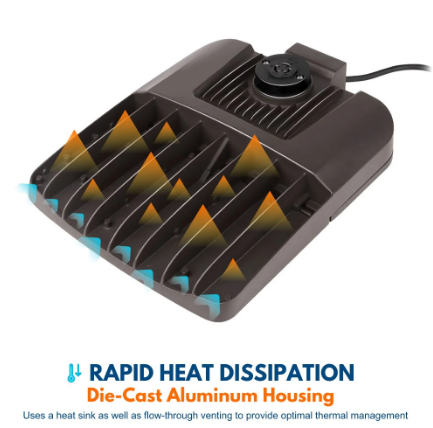 LED Area Light – 80W/100W/120W/150W Selectable Wattage – Up to 22,500lm – CCT Tunable 3000K/4000K/5000K – DLC 5.1 Premium – Shorting Cap Included – Dark Bronze Outdoor Fixture