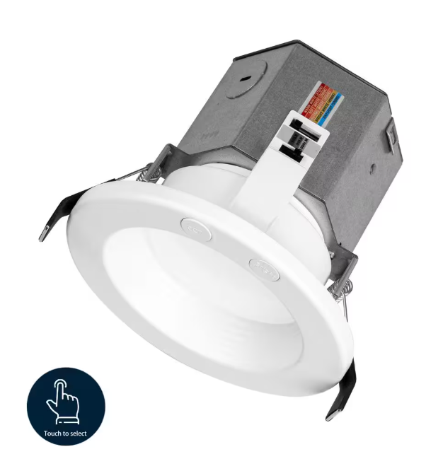 4-Inch Canless Slim Recessed Downlight with Deep Baffle and 5CCT Adjustable Color Temperature - Lumens Depot