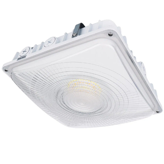 LED Canopy Light – 30W/45W/63W Selectable Wattage – Up to 8,568lm – 4000K/5000K CCT Tunable – DLC 5.1 Premium – White Finish – Surface Mount – Commercial Garage & Canopy Lighting - Lumens Depot