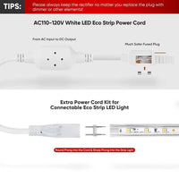 110V Extra Power Cord Pack for 11.5x7.5mm Eco LED Strip