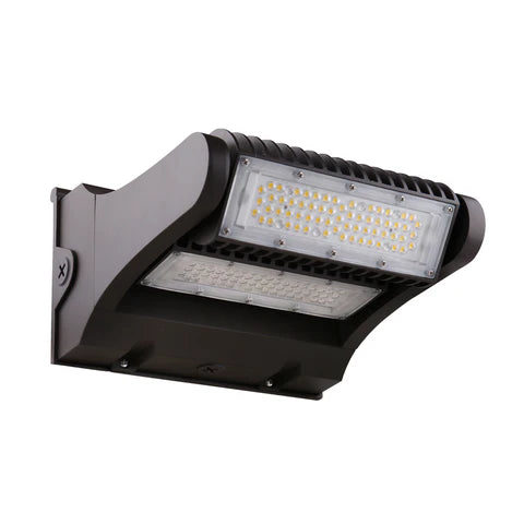 LED Rotatable Wall Pack – Adjustable 80W-100W-120W - 10,400-15,600 Lumens - 5000K Daylight - IP65 Waterproof - 100-277V - UL & DLC Listed - Bronze Housing - Lumens Depot