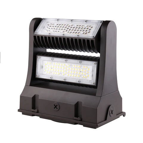 LED Rotatable Wall Pack – Adjustable 80W-100W-120W - 10,400-15,600 Lumens - 5000K Daylight - IP65 Waterproof - 100-277V - UL & DLC Listed - Bronze Housing - Lumens Depot