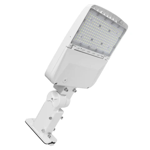 Adjustable LED Area Light - 80W/100W/120W/150W - White Housing - Universal Bracket for Outdoor & Commercial Applications - Lumens Depot