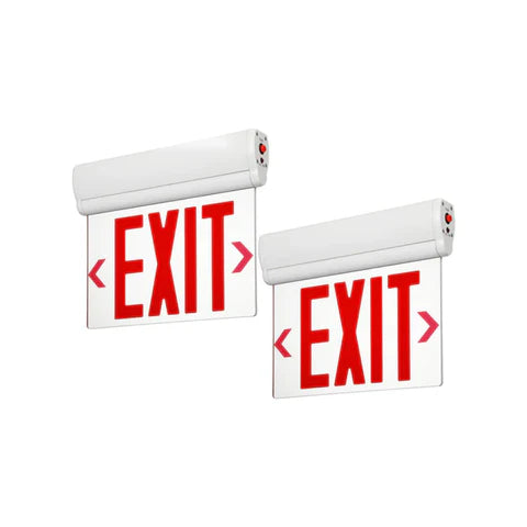 LED Edge-Lit Exit Sign - 1W - Red Letters - 120-277V - Battery Backup - 90-Min Runtime - UL Listed - Lumens Depot