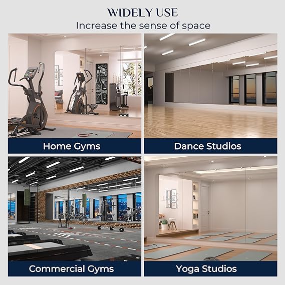 Gym Mirror Set (2 Pieces) – Large Wall-Mounted Mirrors for Home Gym - Fitness Studio - and Commercial Use - Lumens Depot