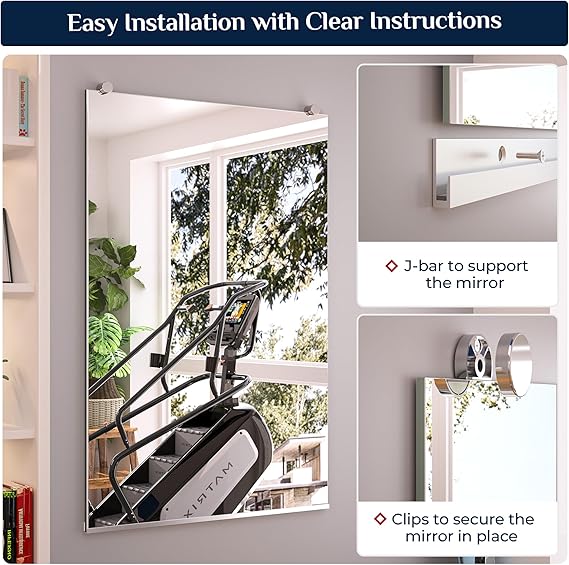 Gym Mirror Set (2 Pieces) – Large Wall-Mounted Mirrors for Home Gym - Fitness Studio - and Commercial Use - Lumens Depot