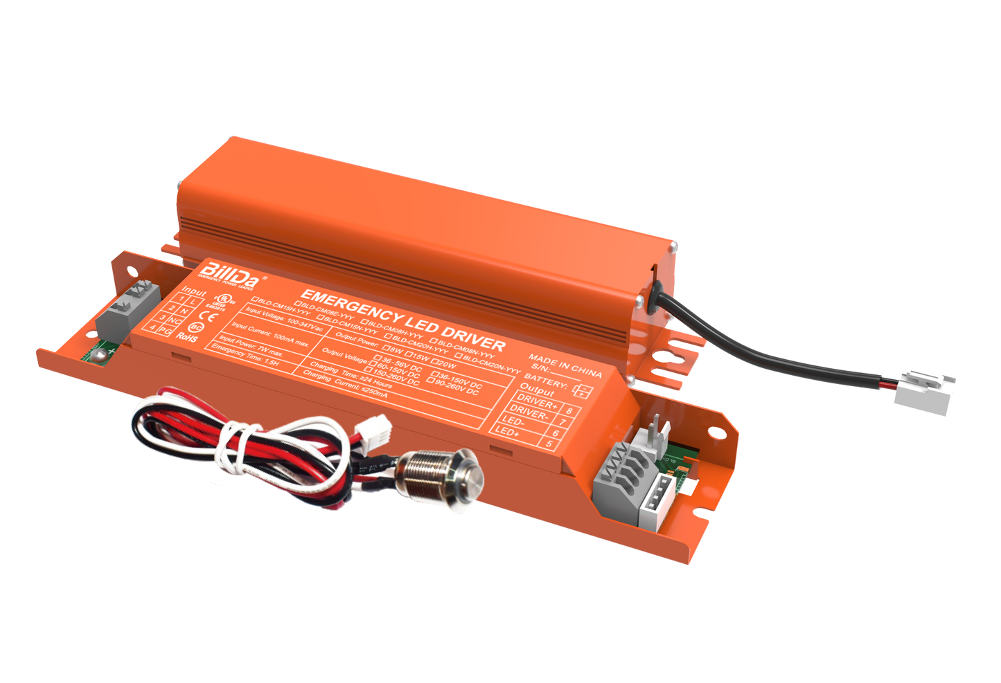 BillDa 8W Emergency LED Driver – 90-Min Battery Backup for LED Fixtures - Lumens Depot