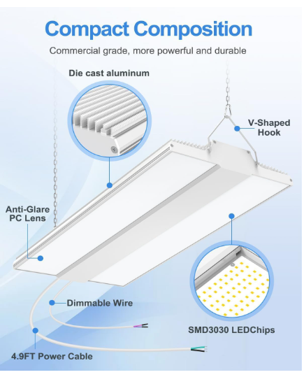 LED Linear High Bay Light, 1.6ft, 240W, CCT 5000K, 36,000 Lumens, 100-277 VAC - Lumens Depot