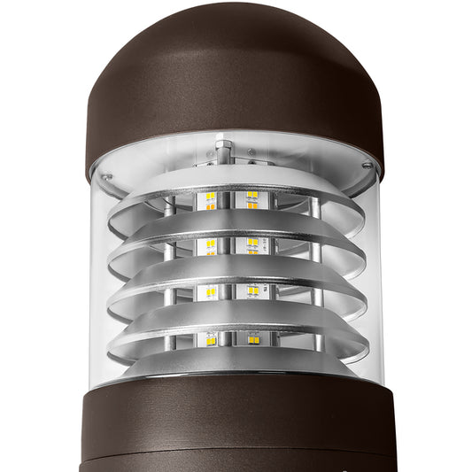 LED Bollard Light – 24W/19W/14W - Round Pole Included - Wattage & Color Selectable - Outdoor Pathway Lighting - Lumens Depot