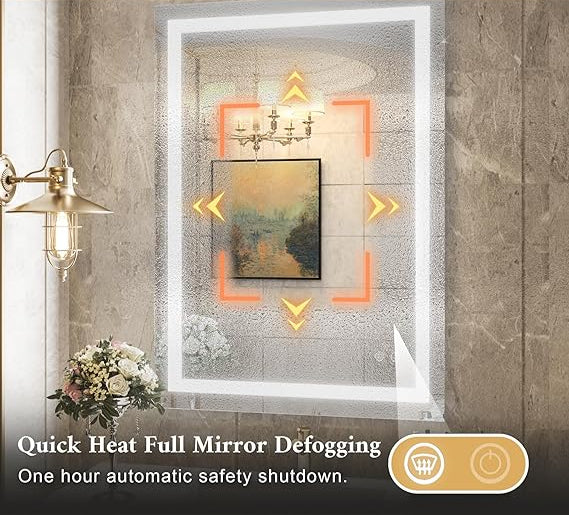 Modern Frontlit LED Vanity Mirror – Anti-Fog - Shatterproof - Dimmable Wall-Mounted Bathroom Mirror - Lumens Depot