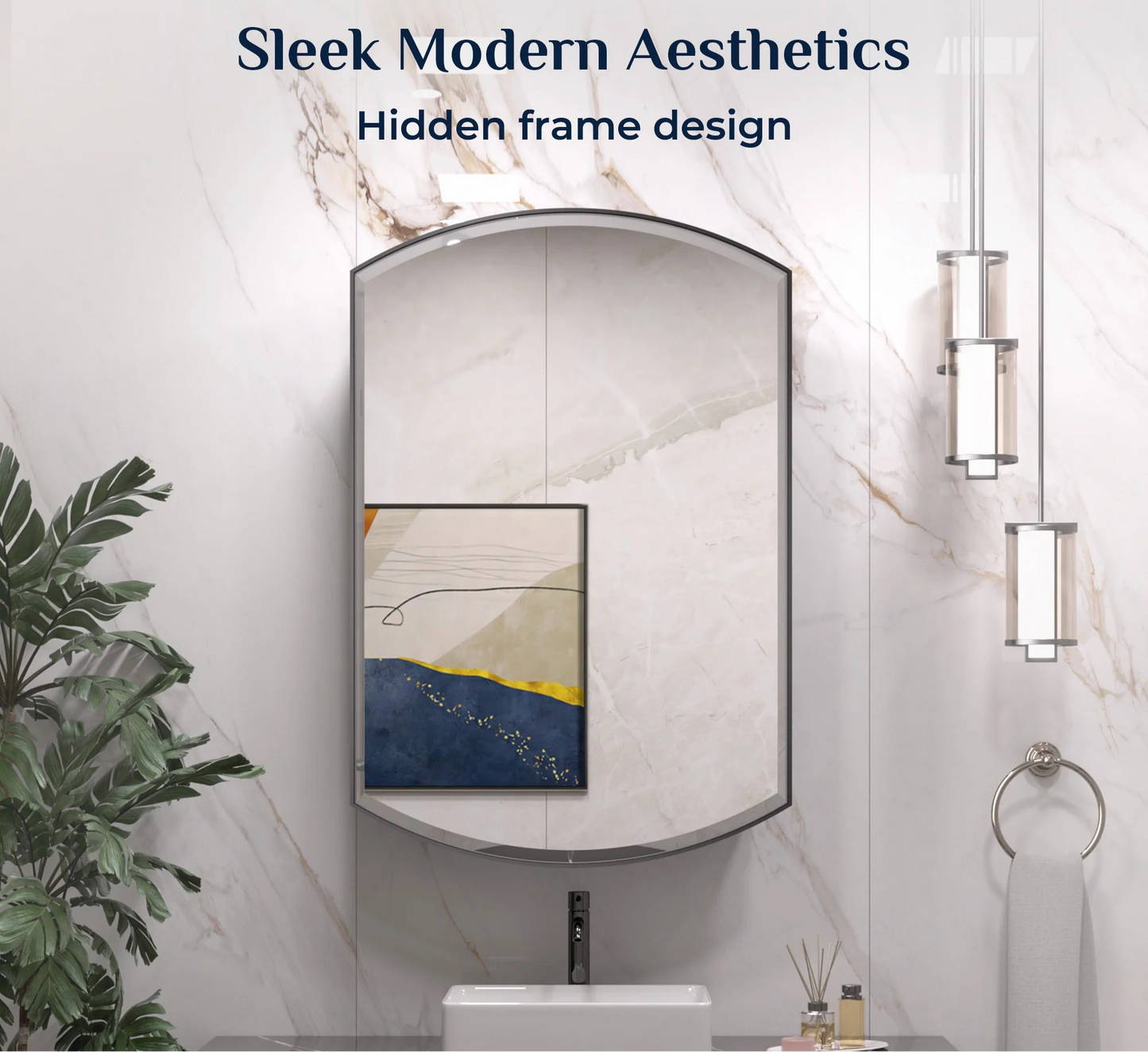 24x36 Inch Arched Black Medicine Cabinet – Wall Mounted or Recessed Bathroom Mirror - Lumens Depot