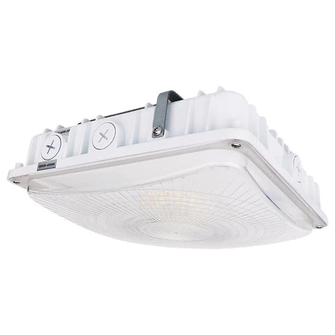 LED Parking Garage Light - 30W/45W/63W Adjustable - 8,505 Lumens - CCT Selectable 4000K/5000K - IP65 Rated - UL & DLC Listed - 120-277V - White Housing - Lumens Depot