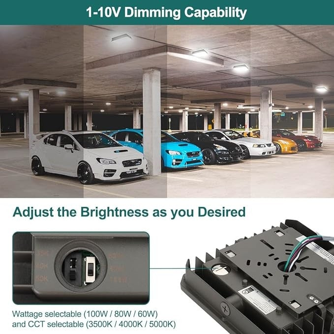 High Lumen LED Garage Canopy Light – 100W/80W/60W - Motion Sensor - Energy-Efficient & Ultra-Bright - Lumens Depot