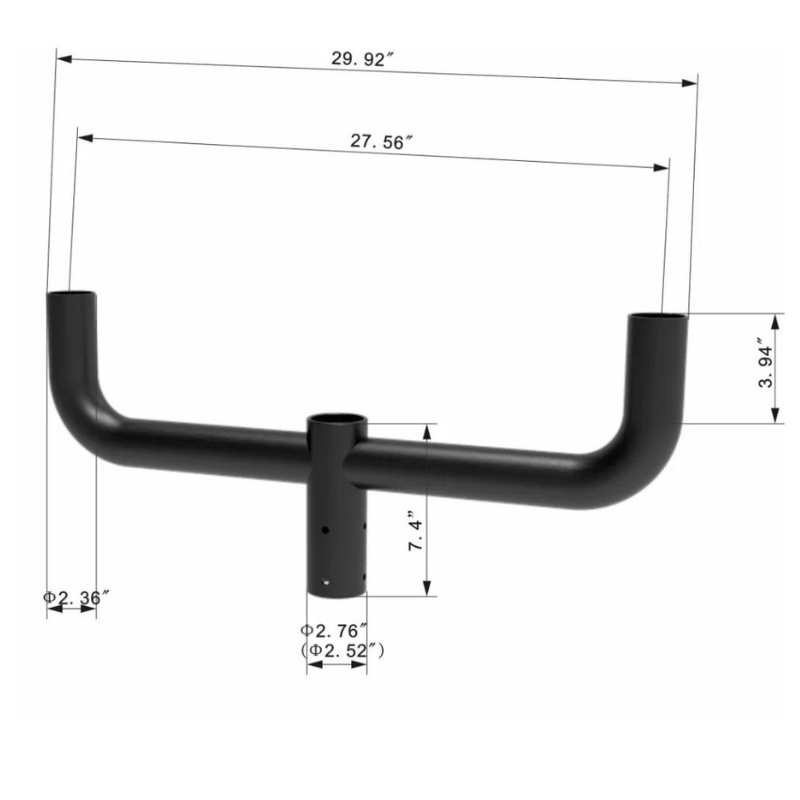 Mounting Bracket for 2-3/8” O.D. Tenon - Dual Fixture Capability with Adjustable Fitters - Lumens Depot