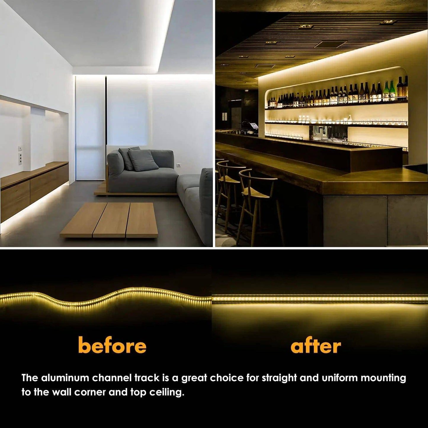 3.3FT Aluminum Track Channel for 110V LED Strip Lights (6x10mm & 7.5x11.5mm) - Lumens Depot