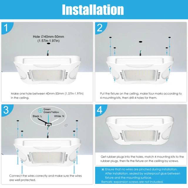 90W/120W/150W Dimmable LED Canopy Light with CCT Selectable 4500K/5000K/5700K - IP65 Rated - Lumens Depot