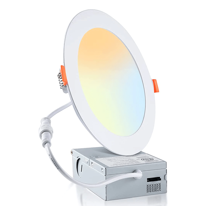 LED Recessed Downlight with Junction Box, 6 inch, 12W, 1020 Lumens, Selectable CCT 2700-5000K, 90 CRI, 120 VAC - Lumens Depot