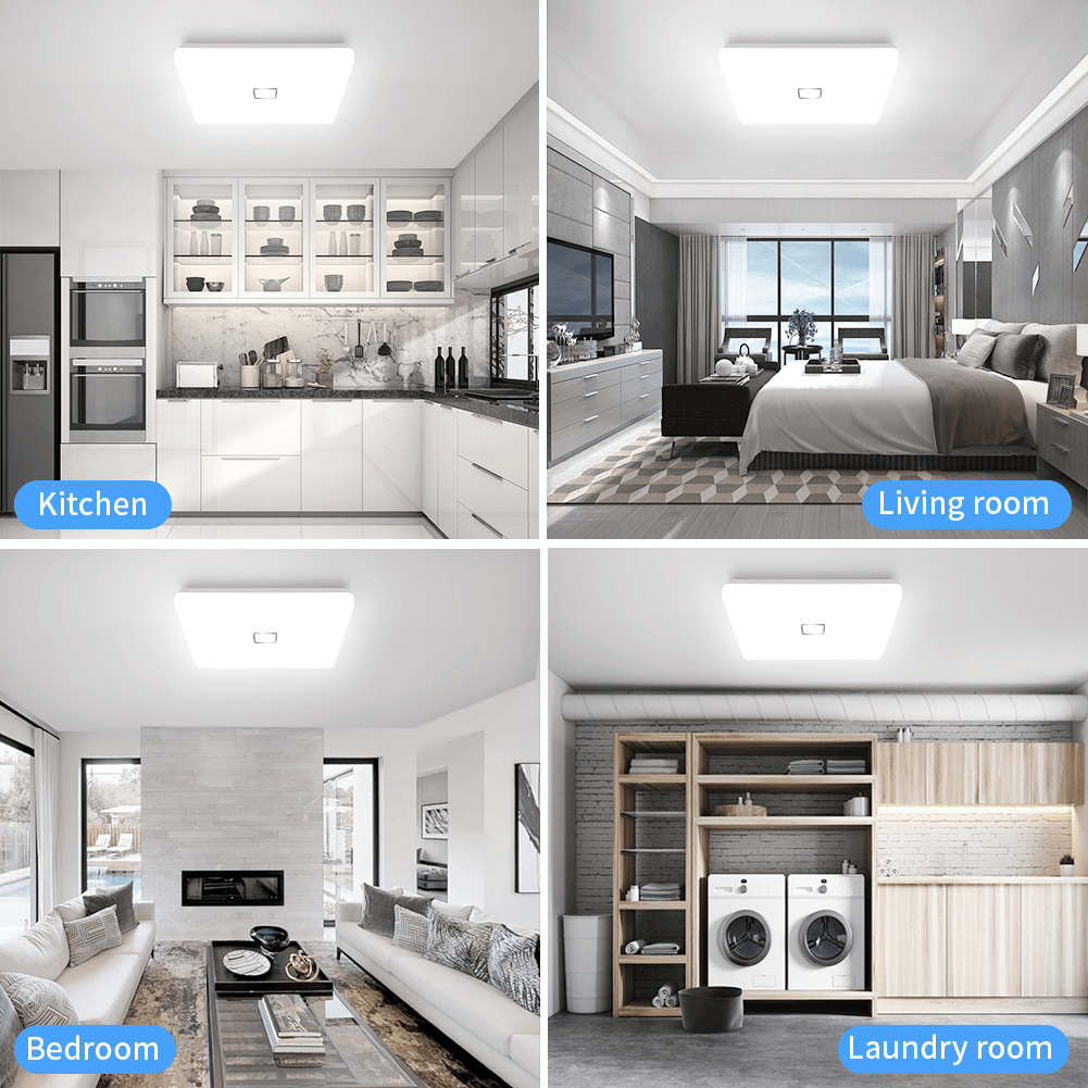Versatile and Efficient 12.5 Inch Square LED Flush Mount Ceiling Lights - 24W, 2050LM, 5000K, and AC100-277V for Modern and Bright Lighting Solutions - Lumens Depot
