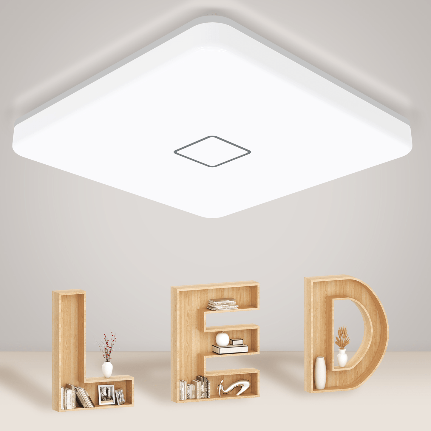 Versatile and Efficient 12.5 Inch Square LED Flush Mount Ceiling Lights - 24W, 2050LM, 5000K, and AC100-277V for Modern and Bright Lighting Solutions - Lumens Depot