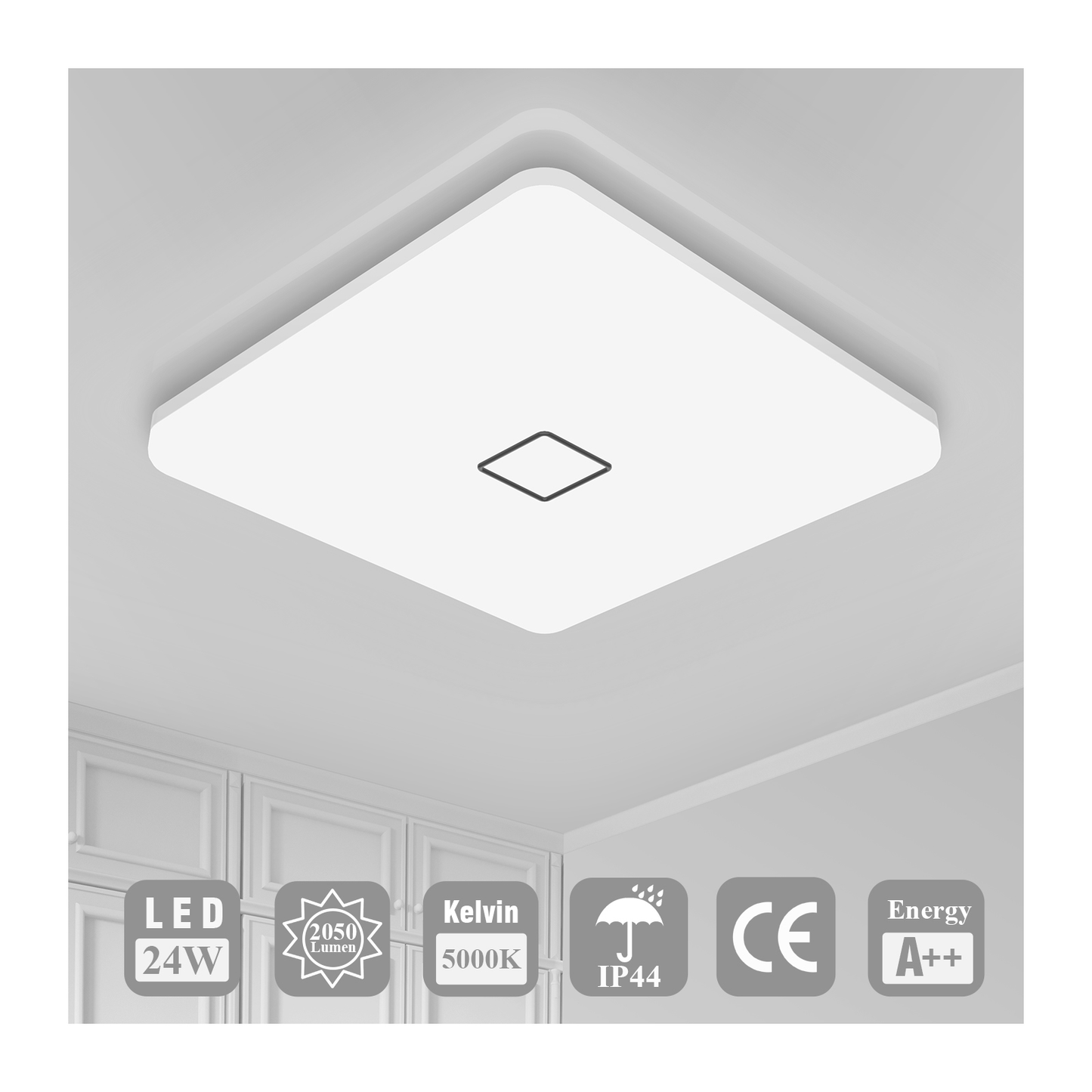 Versatile and Efficient 12.5 Inch Square LED Flush Mount Ceiling Lights - 24W, 2050LM, 5000K, and AC100-277V for Modern and Bright Lighting Solutions - Lumens Depot