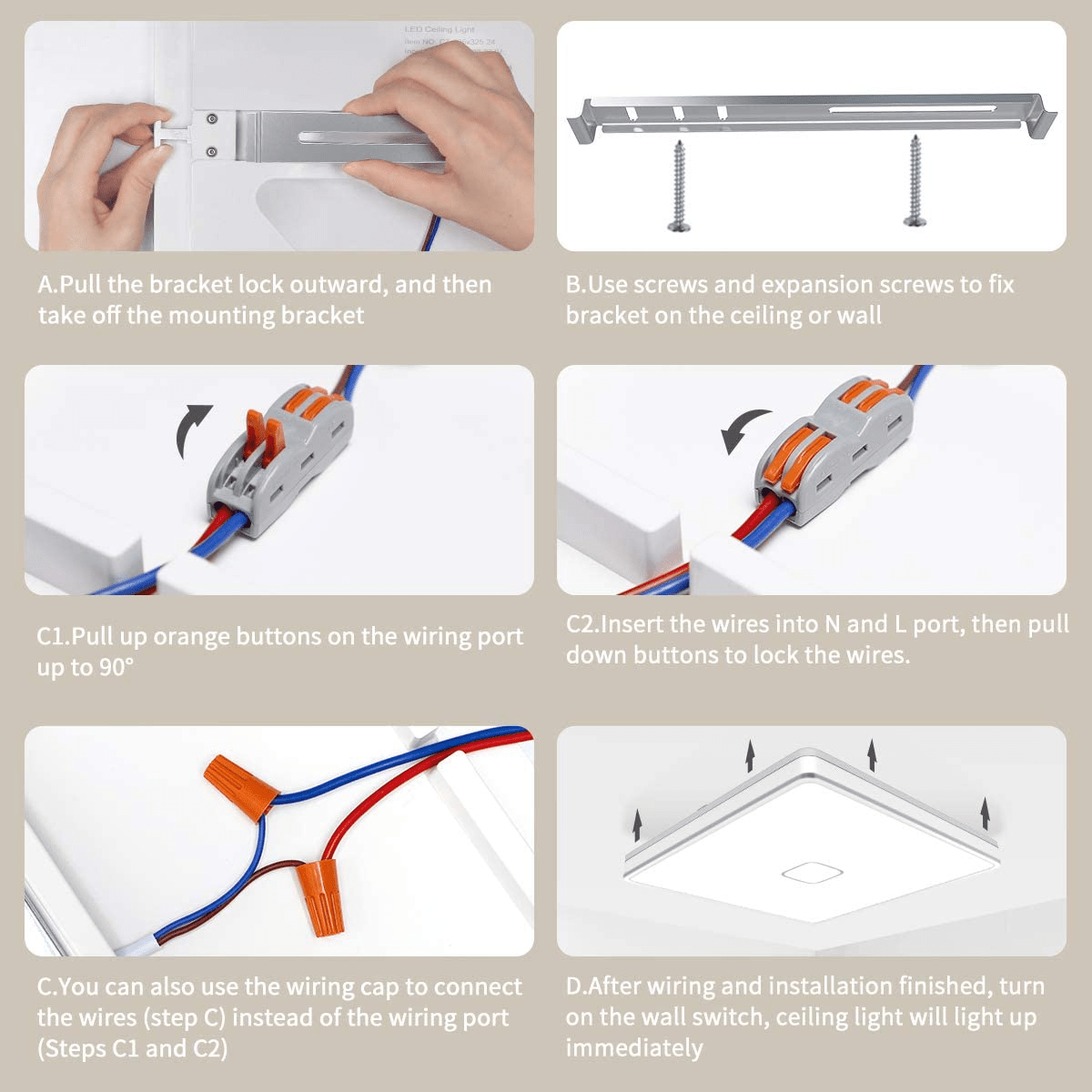 Versatile and Efficient 12.5 Inch Square LED Flush Mount Ceiling Lights - 24W, 2050LM, 5000K, and AC100-277V for Modern and Bright Lighting Solutions - Lumens Depot