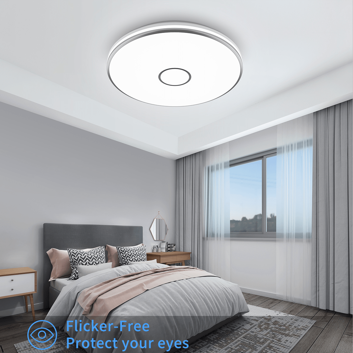 15-Inch Round LED Flush Mount Ceiling Light - AC100-277V, 40W, 3800 Lumens, 5000K Daylight, Energy-Efficient, and IP44 - Lumens Depot