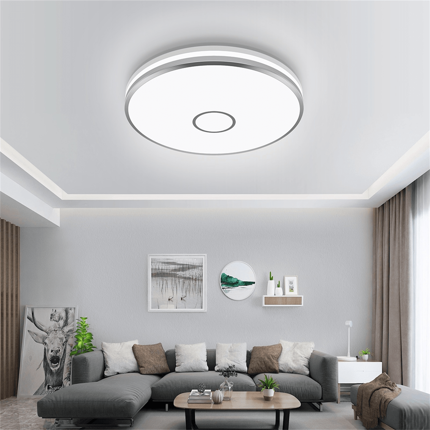 15-Inch Round LED Flush Mount Ceiling Light - AC100-277V, 40W, 3800 Lumens, 5000K Daylight, Energy-Efficient, and IP44 - Lumens Depot