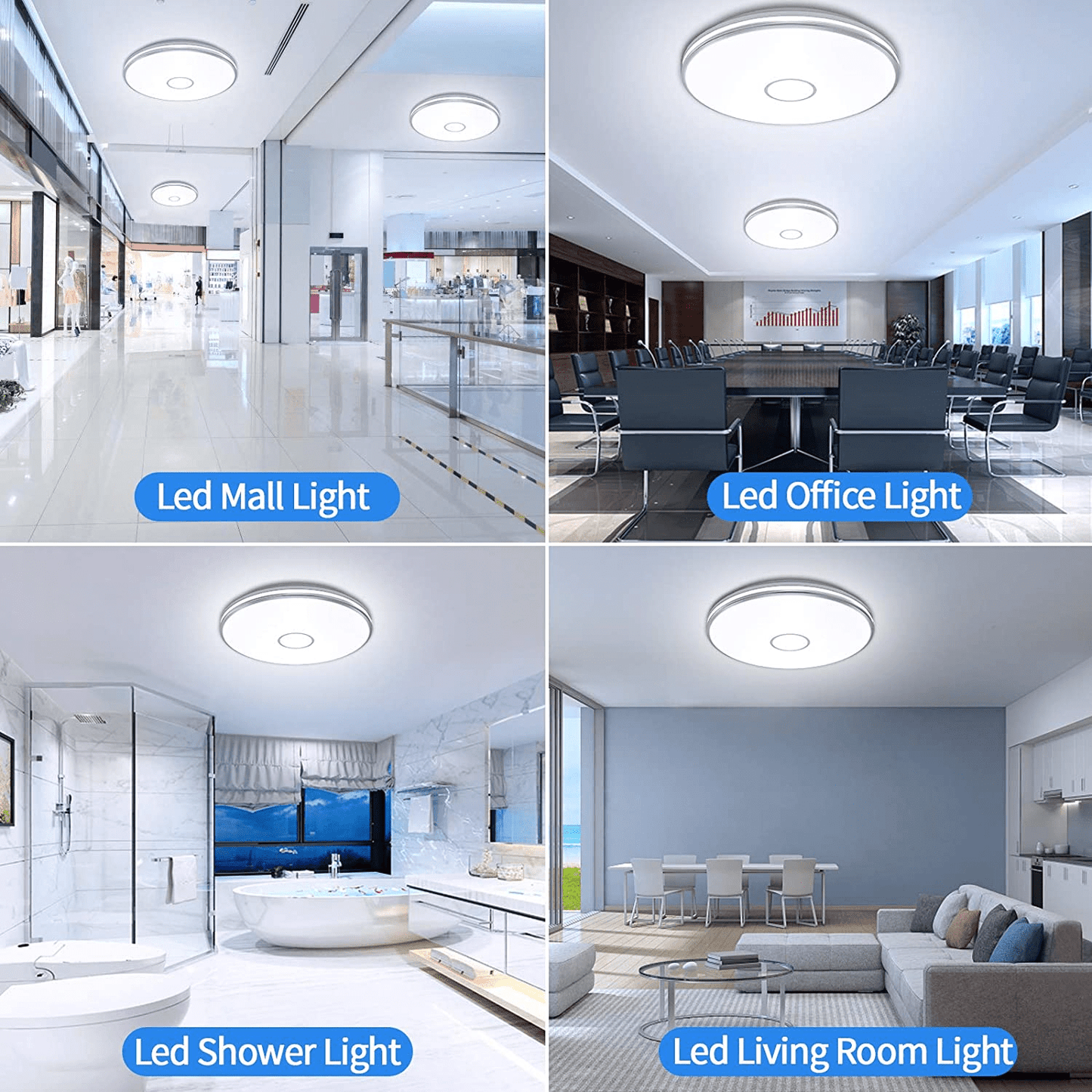 15-Inch Round LED Flush Mount Ceiling Light - AC100-277V, 40W, 3800 Lumens, 5000K Daylight, Energy-Efficient, and IP44 - Lumens Depot