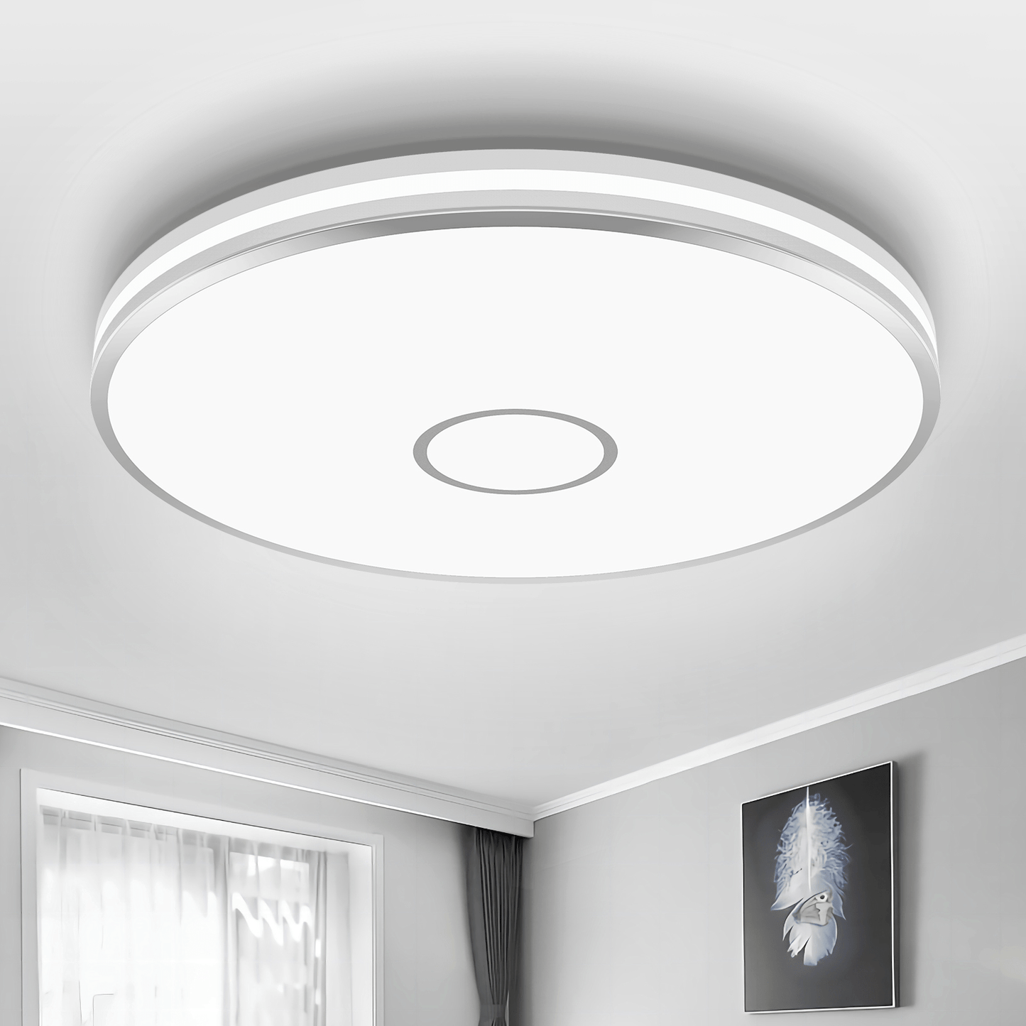15-Inch Round LED Flush Mount Ceiling Light - AC100-277V, 40W, 3800 Lumens, 5000K Daylight, Energy-Efficient, and IP44 - Lumens Depot