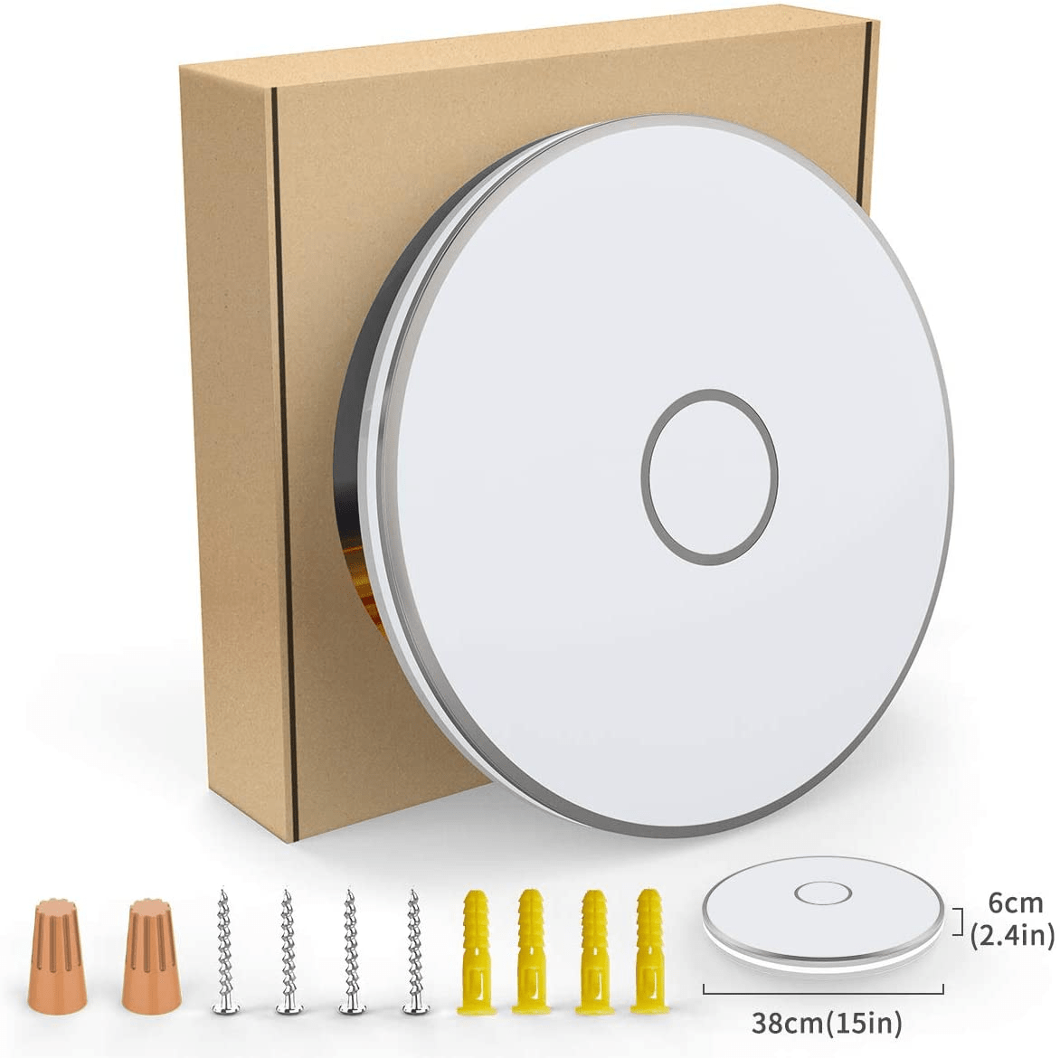 15-Inch Round LED Flush Mount Ceiling Light - AC100-277V, 40W, 3800 Lumens, 5000K Daylight, Energy-Efficient, and IP44 - Lumens Depot