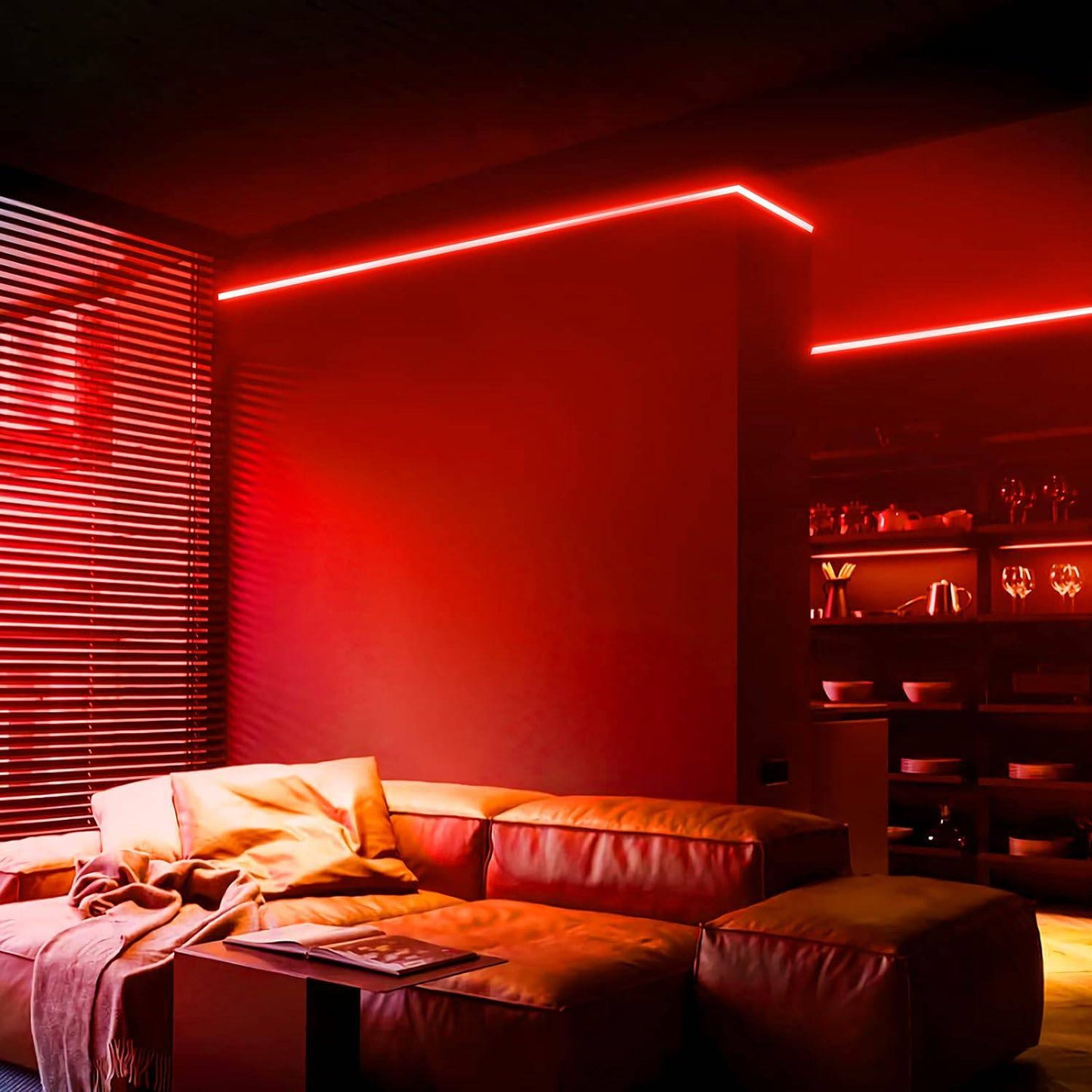 110V-120V Red Neon LED Rope Light - 8mmX16mm,Commercial Grade, IP65, 6 Watts/M -Cuttable, dimmable, could be hardwired ETL Listed- Plug and Play - Lumens Depot