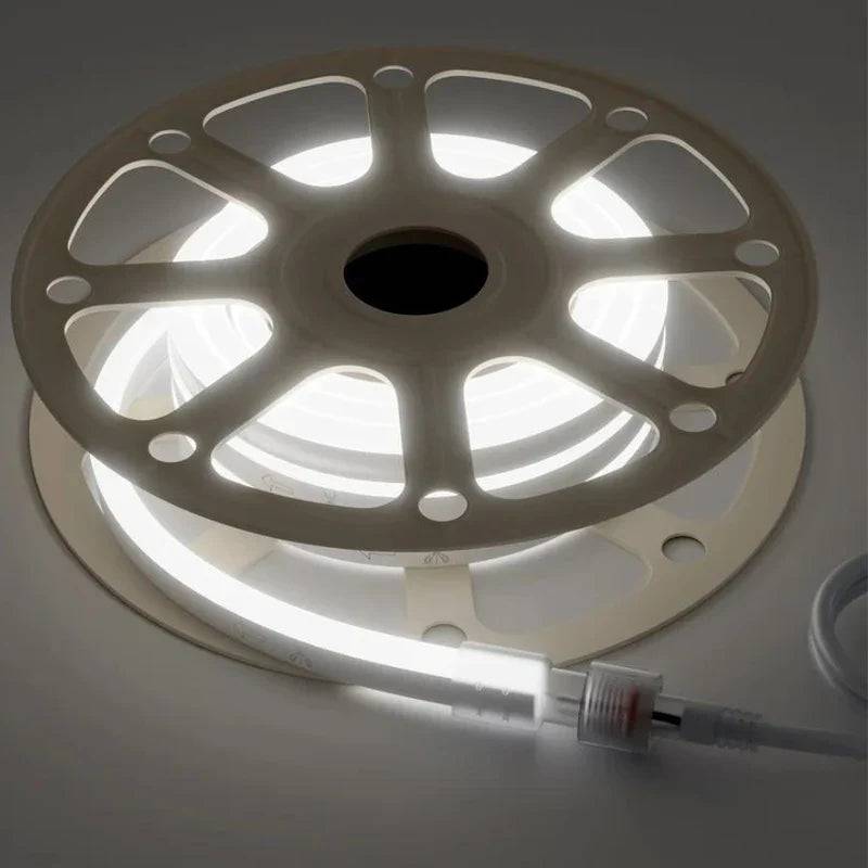Super Bright 110V LED Neon Rope Light - 6.5W/Meter, 6300K Cool White and 226 LM/Meter - Energy Efficient Commercial LED Neon Rope Light - Lumens Depot