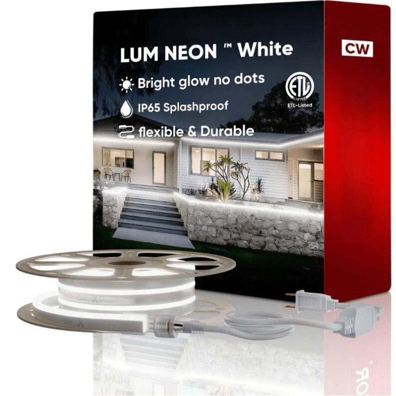 Super Bright 110V LED Neon Rope Light - 6.5W/Meter, 6300K Cool White and 226 LM/Meter - Energy Efficient Commercial LED Neon Rope Light - Lumens Depot