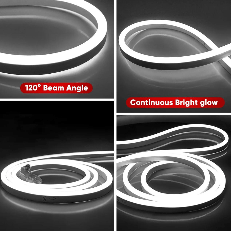 Super Bright 110V LED Neon Rope Light - 6.5W/Meter, 6300K Cool White and 226 LM/Meter - Energy Efficient Commercial LED Neon Rope Light - Lumens Depot