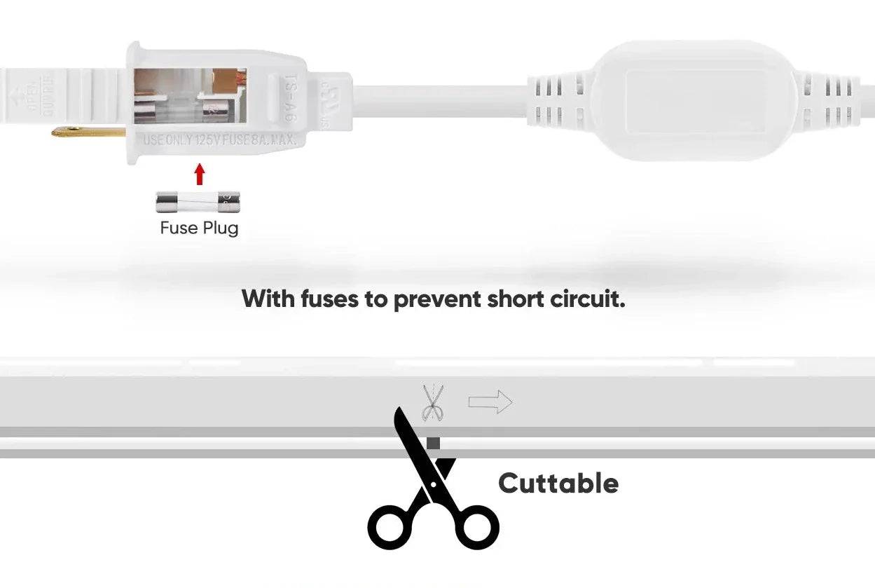 110-120V Warm White LED Neon Rope Light -2500K- 8mm x 16mm-6.5W/Meter and 226LM/W -Dimmable, Flexible, IP65 Waterproof, Cuttable for Home & Commercial Use - Lumens Depot