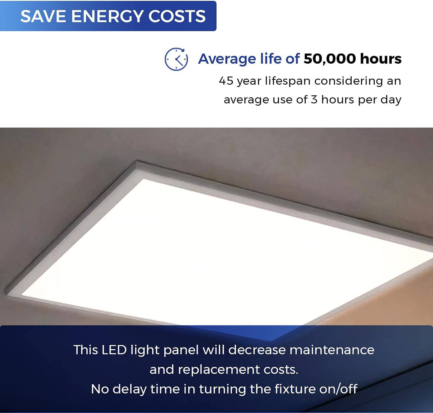 LED Ceiling Panel Light, 2x2, 40W/35W/30W/25W/20W, Selectable Watts and CCT, 3000K-6500K, 5000 Lumens - Lumens Depot