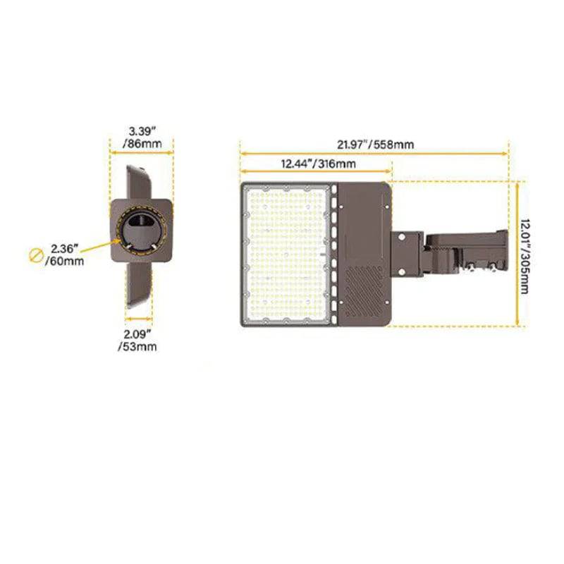 200W LED Shoebox Pole Lights - 5000K, 31,348 Lumens, AC 100-277V, with Built In Photocell Sensor - Lumens Depot
