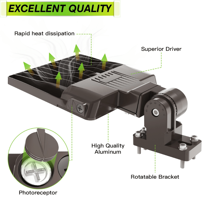 200W LED Shoebox Pole Lights - 5000K, 31,348 Lumens, AC 100-277V, with Built In Photocell Sensor - Lumens Depot