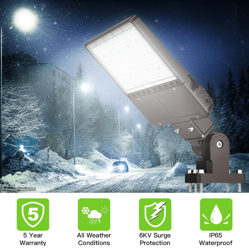 150W LED Shoebox Pole Light with Built in Photocell- Wattage Tunable (150W/120W/90W) 23,532 Lumens, 5000K Daylight, Ideal for Universal Mounting (Square/Round) Pole - Lumens Depot