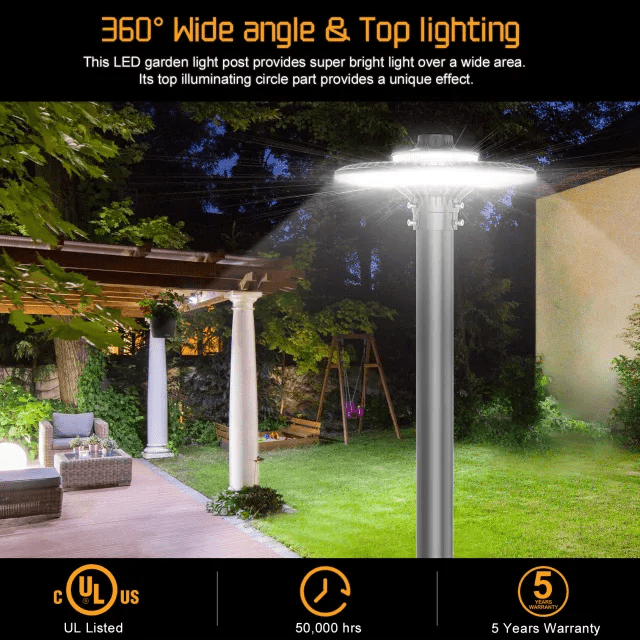 80W/60W/48W Led Post Top Lights With Photocell CCT 3000K/4000K/5000K, 10,089 Lumens IP65 Waterproof ETL cETL DLC approved - Lumens Depot