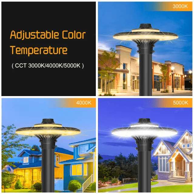 80W/60W/48W Led Post Top Lights With Photocell CCT 3000K/4000K/5000K, 10,089 Lumens IP65 Waterproof ETL cETL DLC approved - Lumens Depot