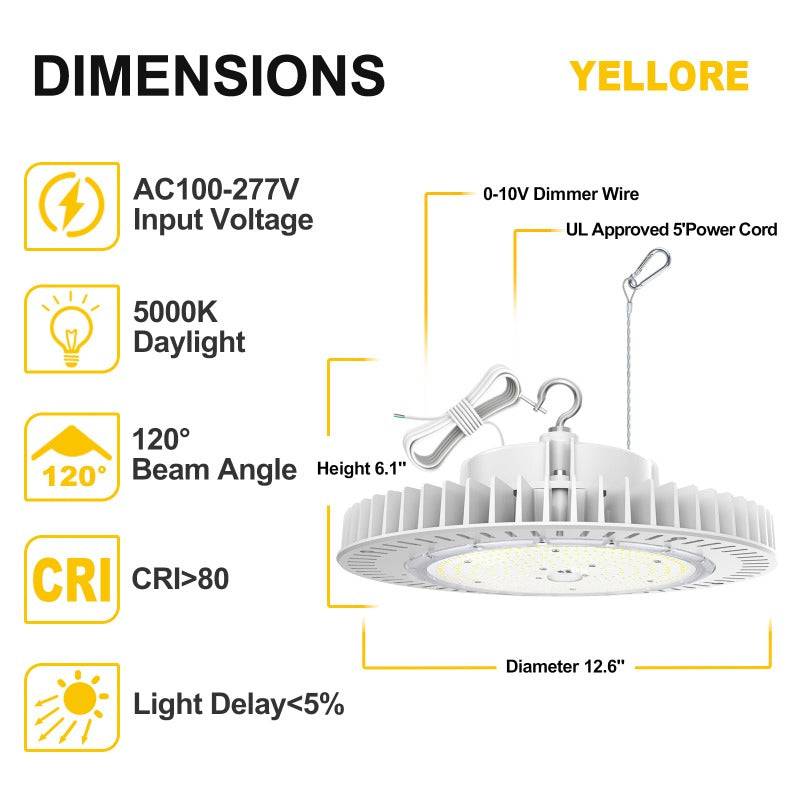 LED UFO High Bay Light, 200W, CCT 5000K, 28000 Lumens, 100-277 VAC - Lumens Depot