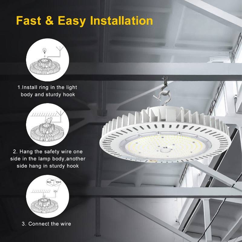LED UFO High Bay Light, 240W, CCT 5000K, 36000 Lumens, 100-277 VAC - Lumens Depot
