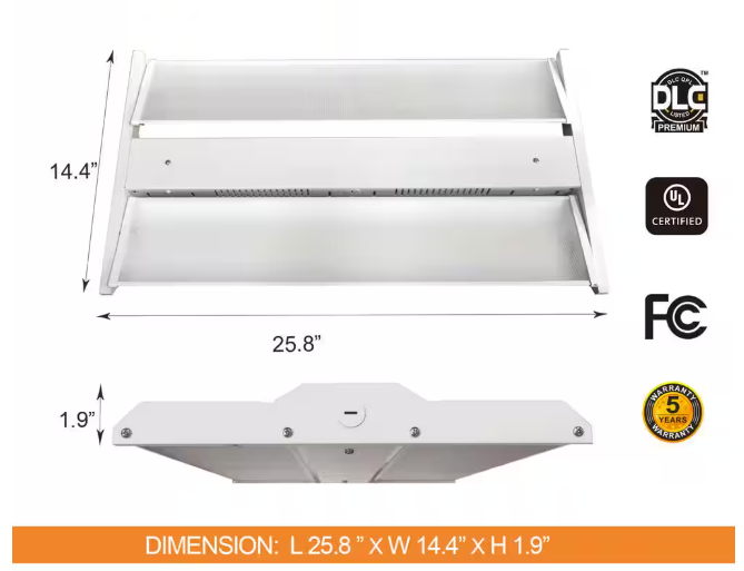 LED High Bay Light, 2.2ft, 220W, CCT 5000K, 29,700 Lumens, 120-277 VAC - Lumens Depot