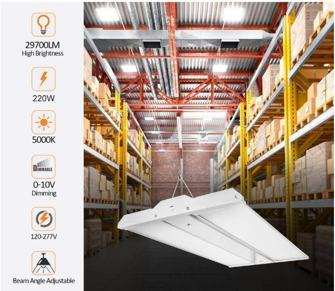 LED High Bay Light, 2.2ft, 220W, CCT 5000K, 29,700 Lumens, 120-277 VAC - Lumens Depot